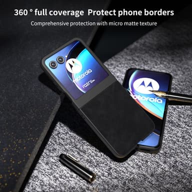 SKALO Motorola Razr 50 5G ABEEL PU-Läder Fold Skal - Svart