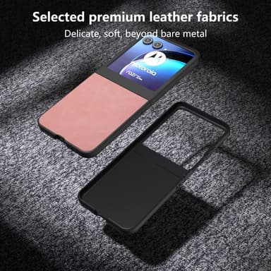 SKALO Motorola Razr 50 5G ABEEL PU-Läder Fold Skal - Rosa
