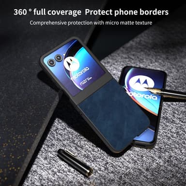 SKALO Motorola Razr 50 5G ABEEL PU-Läder Fold Skal - Blå