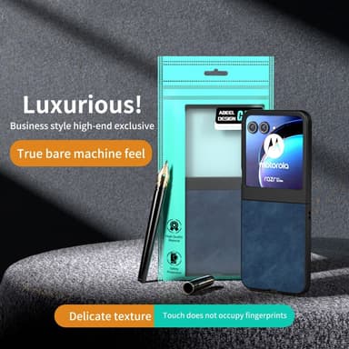 SKALO Motorola Razr 50 5G ABEEL PU-Läder Fold Skal - Blå