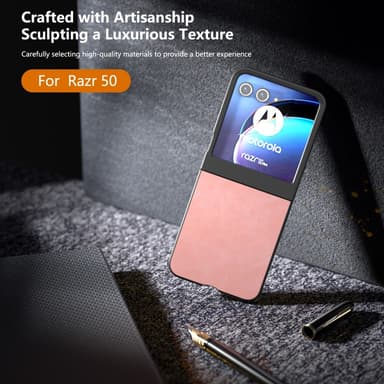 SKALO Motorola Razr 50 5G ABEEL PU-Läder Fold Skal - Rosa