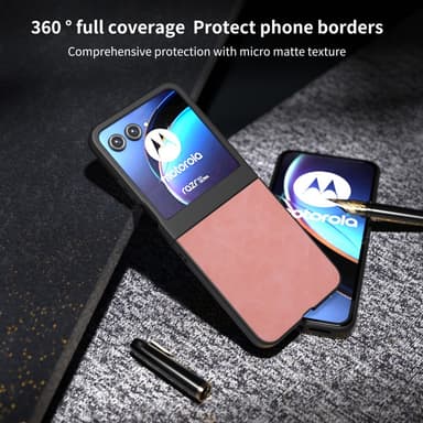 SKALO Motorola Razr 50 5G ABEEL PU-Läder Fold Skal - Rosa