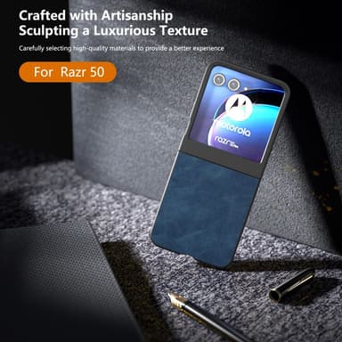 SKALO Motorola Razr 50 5G ABEEL PU-Läder Fold Skal - Blå