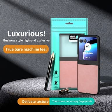 SKALO Motorola Razr 50 5G ABEEL PU-Läder Fold Skal - Rosa