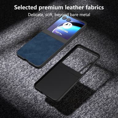 SKALO Motorola Razr 50 5G ABEEL PU-Läder Fold Skal - Blå