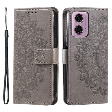 SKALO Motorola Moto G85 5G Mandala Plånboksfodral - Grå