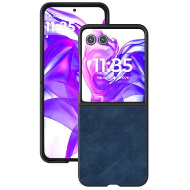 SKALO Motorola Razr 50 Ultra 5G ABEEL PU-Läder Fold Skal - Blå