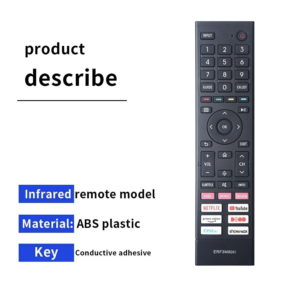 TV fjärrkontroll Ersättning för ERF3M80H För Hisense TV