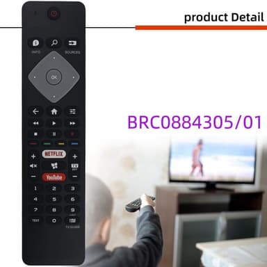 TV fjärrkontroll Ersättning för BRC0884305 / 01 För Philips TV