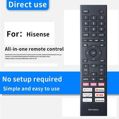 TV fjärrkontroll Ersättning för ERF3M80H För Hisense TV
