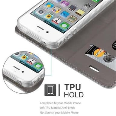 iPhone 4 / 4S Plånboksfodral Skal (Grå)