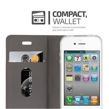 iPhone 4 / 4S Plånboksfodral Skal (Grå)