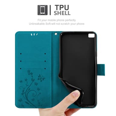 Huawei P8 Plånboksfodral Skal (Blå)