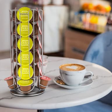 Kaffekapselhållare för 32 kapslar av metall i kromlook