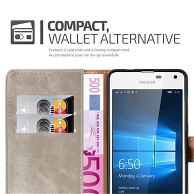 Nokia Lumia 650 Plånboksfodral Skal (Brun)