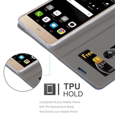 Huawei P8 MAX Plånboksfodral Skal (Blå)