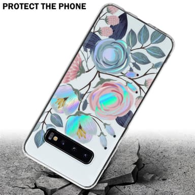 Samsung Galaxy S10 4G Fodral Skal Blommor (Vit)