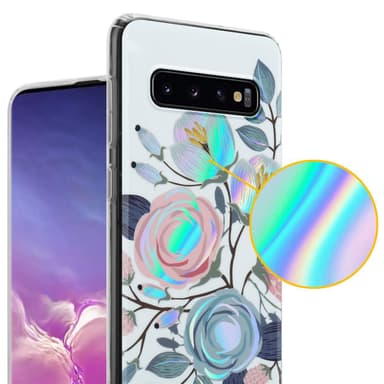 Samsung Galaxy S10 4G Fodral Skal Blommor (Vit)