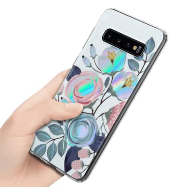 Samsung Galaxy S10 4G Fodral Skal Blommor (Vit)