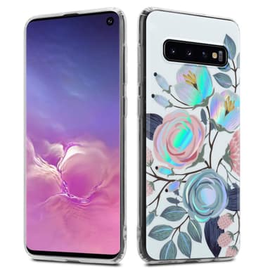 Samsung Galaxy S10 4G Fodral Skal Blommor (Vit)