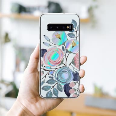 Samsung Galaxy S10 4G Fodral Skal Blommor (Vit)