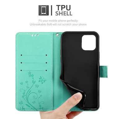 iPhone 12 MINI Plånboksfodral Skal (Turkos)