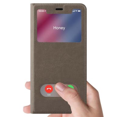 iPhone XR Plånboksfodral Skal (Brun)