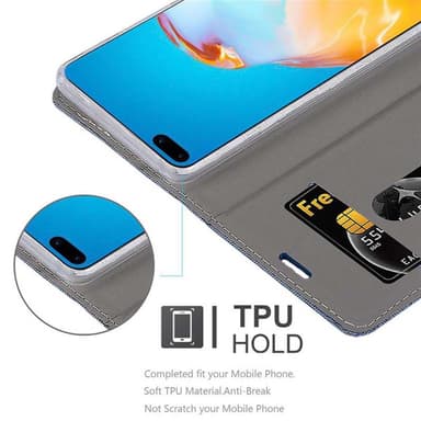 Huawei P40 Plånboksfodral Skal (Blå)