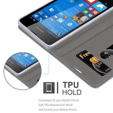 Nokia Lumia 550 Plånboksfodral Skal (Grå)