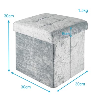 Hopfällbar Sittpall Sittkub 30x30x30cm Fotstöd (blå)