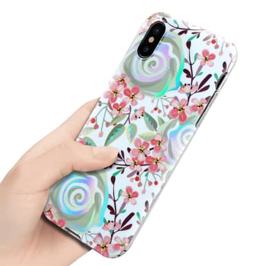iPhone XS MAX Fodral Skal Blommor (Vit)