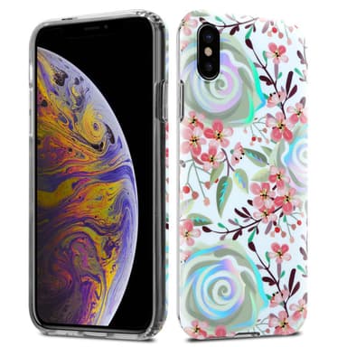 iPhone XS MAX Fodral Skal Blommor (Vit)
