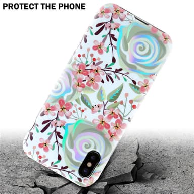 iPhone XS MAX Fodral Skal Blommor (Vit)