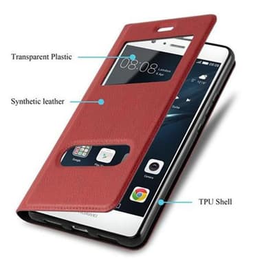 Huawei P9 LITE 2016 / G9 LITE Plånboksfodral Skal (Röd)