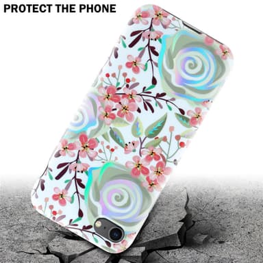 iPhone 7 / 7S / 8 / SE 2020 Fodral Skal Blommor (Vit)