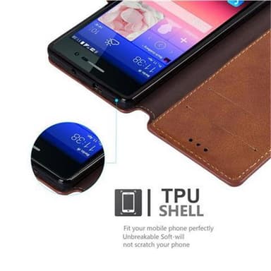 Huawei ASCEND P7 Plånboksfodral Skal (Brun)