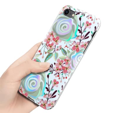 iPhone 7 / 7S / 8 / SE 2020 Fodral Skal Blommor (Vit)