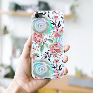 iPhone 7 / 7S / 8 / SE 2020 Fodral Skal Blommor (Vit)