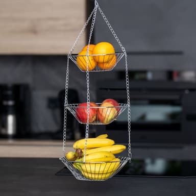 Hängande Fruktkorg Fruktskål 3 Våningar (silver)