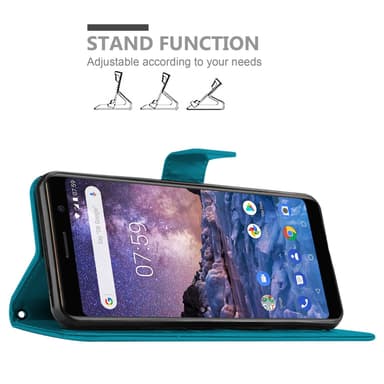 Nokia 7 PLUS Plånboksfodral Skal (Blå)