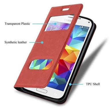 Samsung Galaxy S5 / S5 NEO Plånboksfodral Skal (Röd)