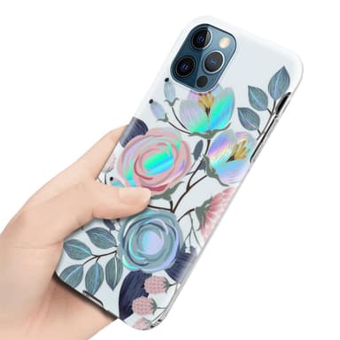 iPhone 12 PRO MAX Fodral Skal Blommor (Vit)