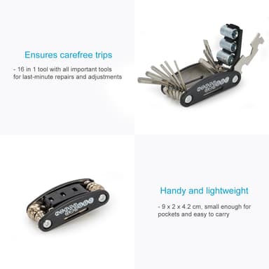 16 i 1 stål cykel Multitool Reparationsverktyg (Svart)