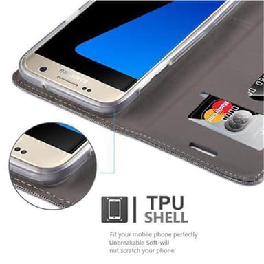Samsung Galaxy S7 Plånboksfodral Skal (Grå)
