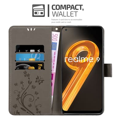 Realme 9 4G / 9 PRO+ Plånboksfodral Skal (Grå)