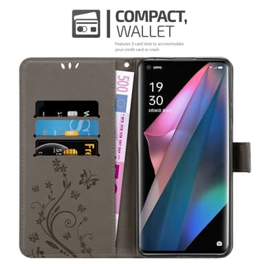 Oppo FIND X3 PRO Plånboksfodral Skal (Grå)