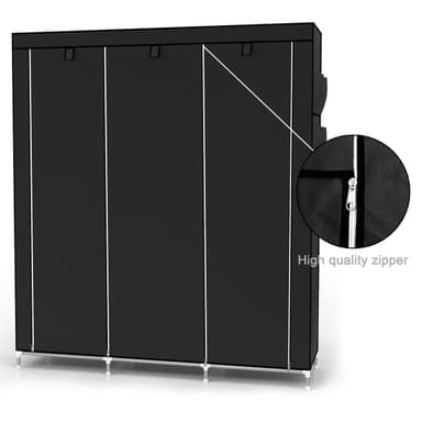 Fällbar Garderob 130x175x45 cm Klädskåp Skåpet (svart)