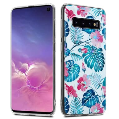 Samsung Galaxy S10 4G Fodral Skal Blommor (Vit)