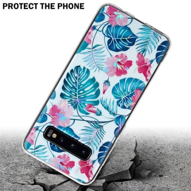 Samsung Galaxy S10 4G Fodral Skal Blommor (Vit)