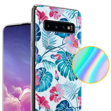 Samsung Galaxy S10 4G Fodral Skal Blommor (Vit)
